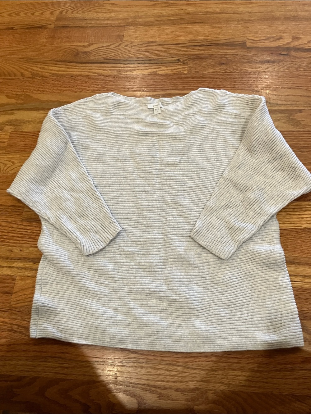 Women's PureJill Light Gray Ribbed Crewneck Sweater Sz M Tall EUC